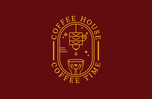 Minimal line logo coffee shop vector