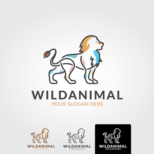 Minimal lion logo template  vector