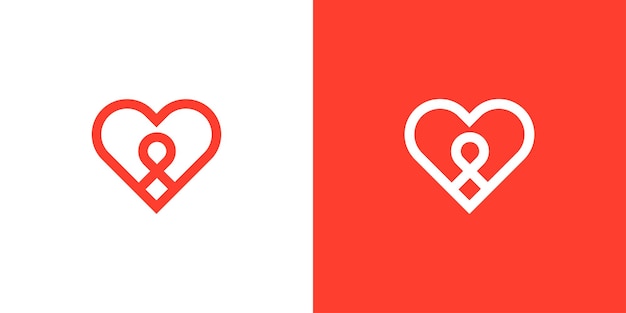 Minimal love and pin logo design vector template