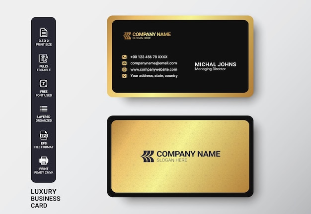 Vector minimal luxury clean and modern double sided business card print template