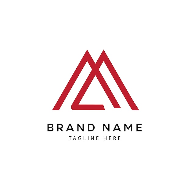 minimal a m triangle logo design