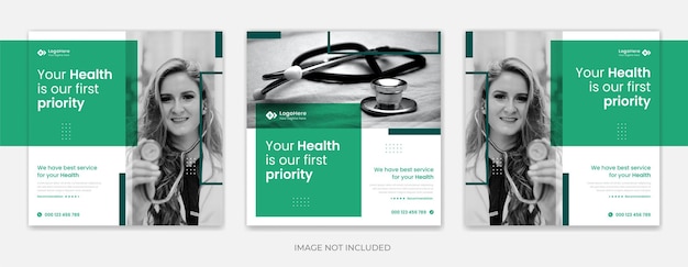 Minimal medical social media post template design vector