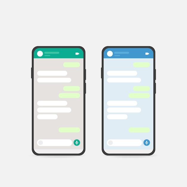 Vector minimal messaging screens mockup mobile app vector