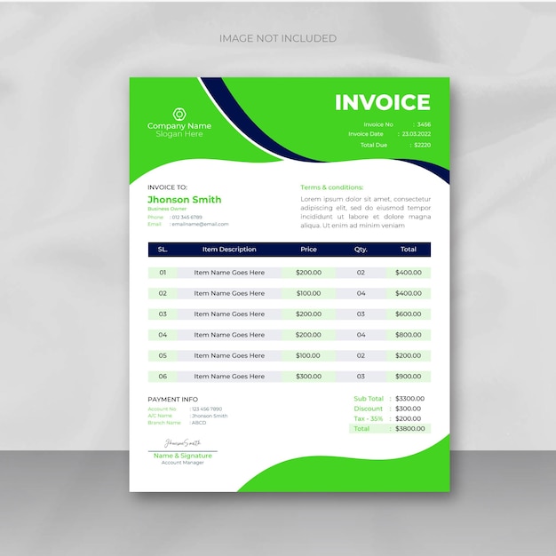 Minimal modern business Invoice design template