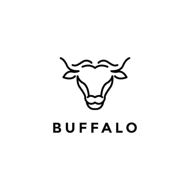 Minimal modern head buffalo logo design