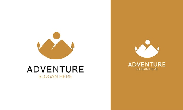 Minimal mountain logo design for a natural forest adventure