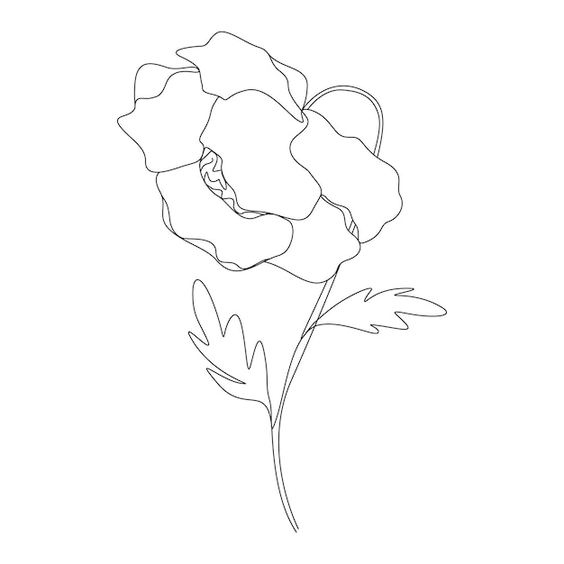 Minimal one line drawing flower illustration in line art style