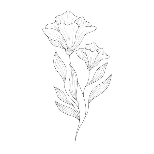 Minimal one line drawing flower illustration in line art style