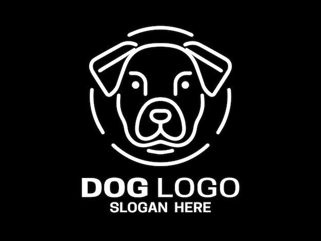 Minimal Outline Lines Dog Logo Design Icon Symbol Vector Template