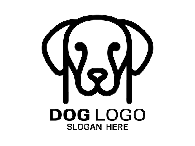 Minimal Outline Lines Dog Logo Design Icon Symbol Vector Template