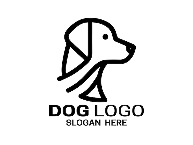 Minimal Outline Lines Dog Logo Design Icon Symbol Vector Template