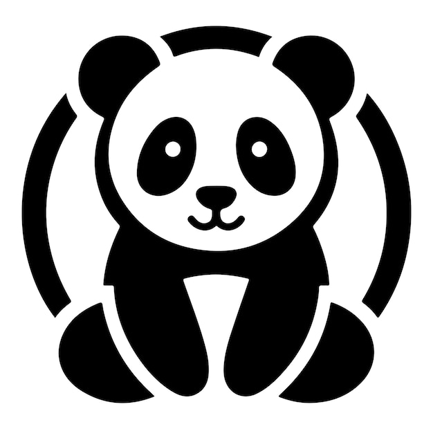 Minimal Panda illustration silhouette vector