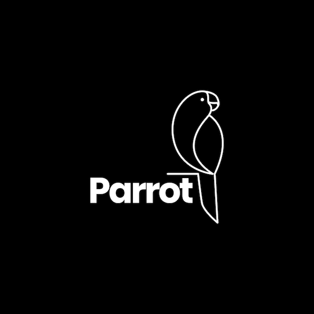 Minimal parrot lines art logo design