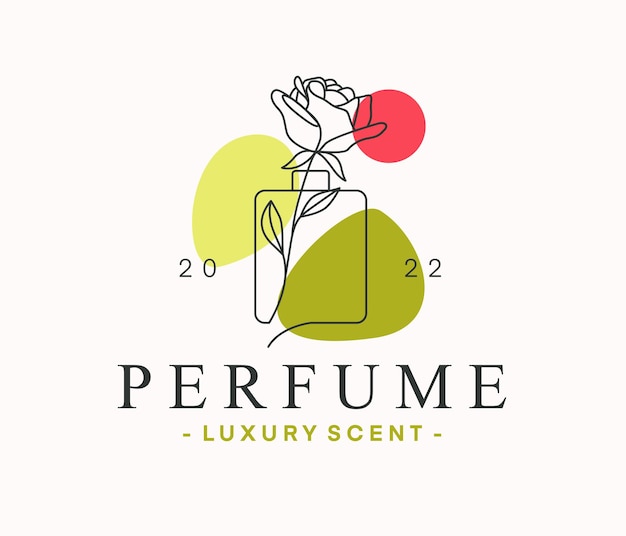 Minimal perfume and floral logo in line art style