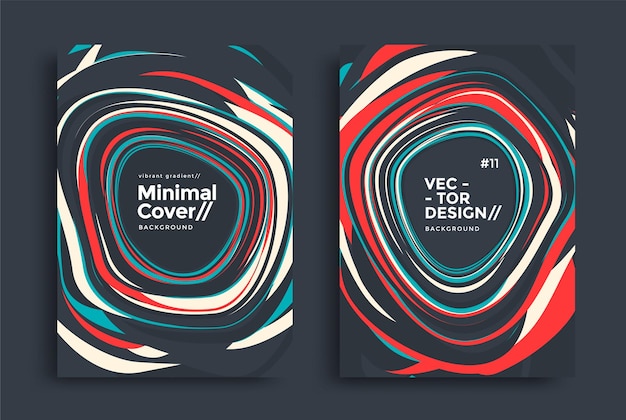 Vector minimal posters design with dynamic rounded shapes. duotone striped background design for covers.