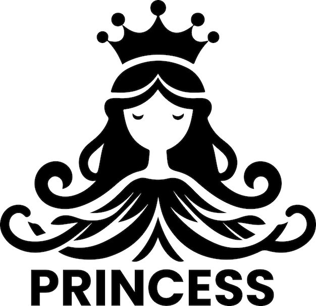 minimal princes brand logo concept clipart symbol black color silhouette 23