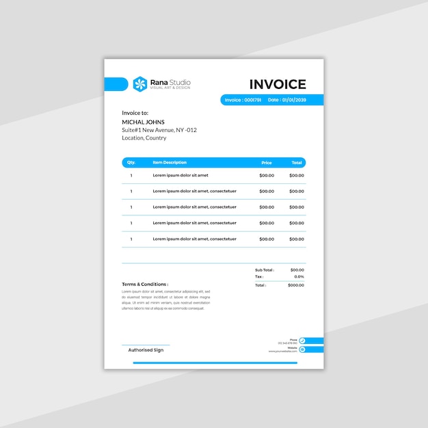 Minimal professional Business Invoice Design template