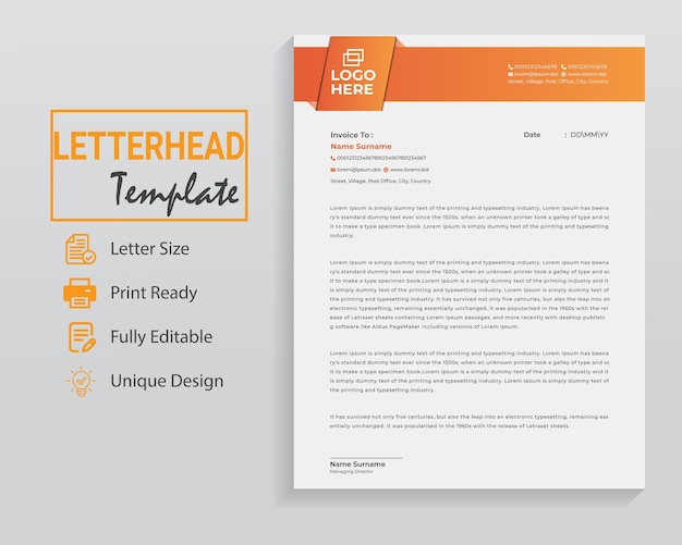 Minimal professional business letterhead design for company brand identity