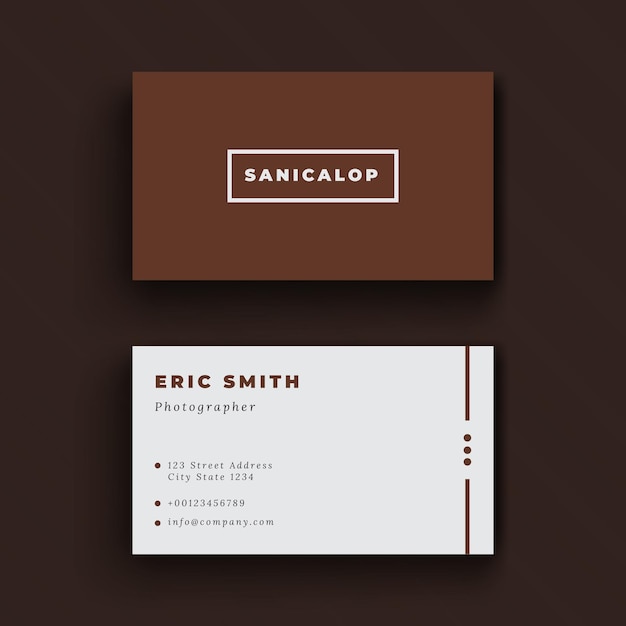 Minimal Professional Dark Brown Business Card Template premium vector