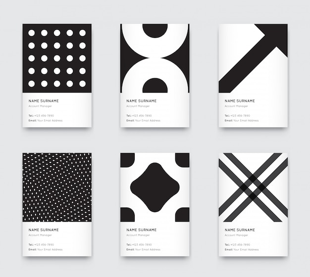 Minimal Propaedeutics Black and White Graphic Trendy Vertical Business Cards Set