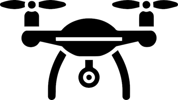 Minimal Quadcopter icon vector silhouette white background fill with black 15