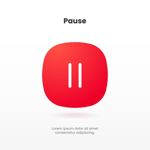 Minimal rounded pause or stop icon for social media, mobile app, website, music player, UI.