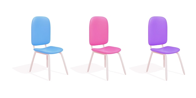 Minimal set of chairs on a pink background Vector illustration