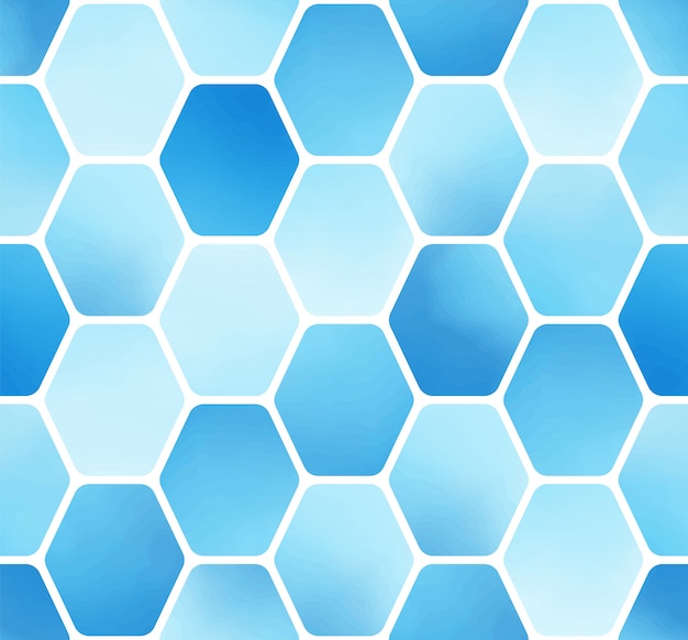 Minimal simple blue watercolor hexagon block seamless pattern