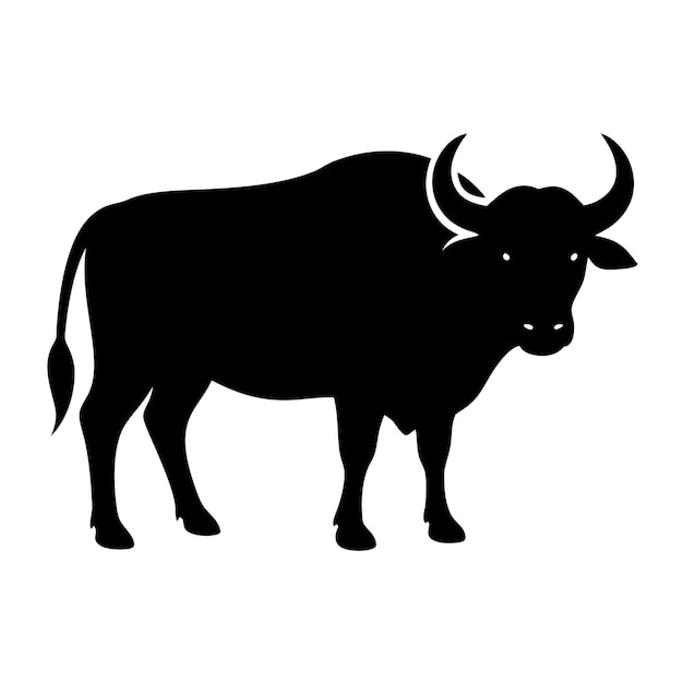 a minimal and simple forest big horn buffalo silhouette on an isolated white background