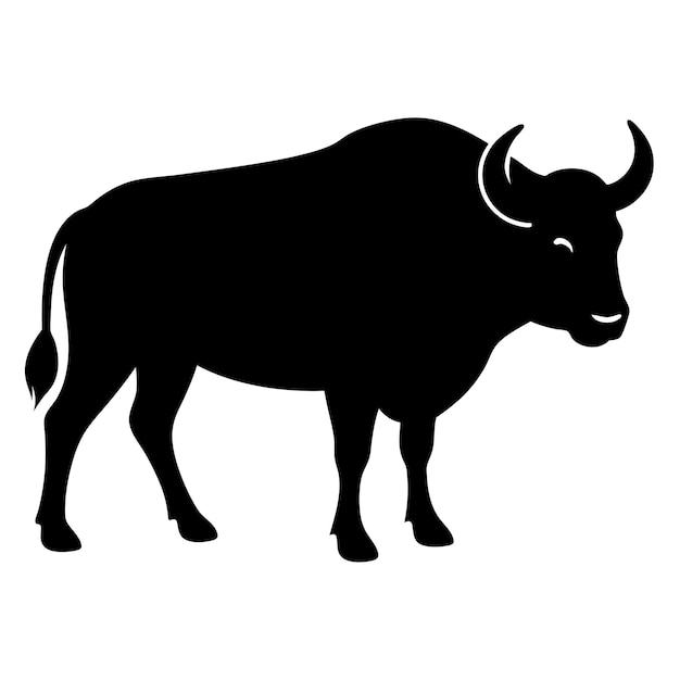 a minimal and simple forest big horn buffalo silhouette on an isolated white background