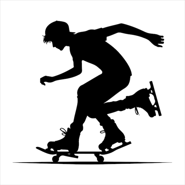 Vector minimal skating player pose silhouette vector