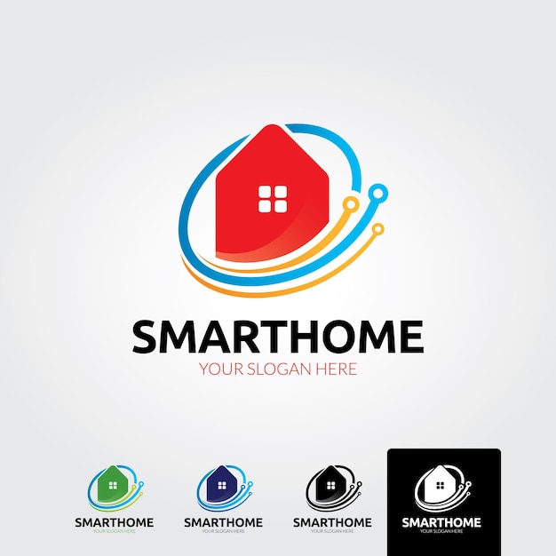 Minimal smart home logo template  vector illustration