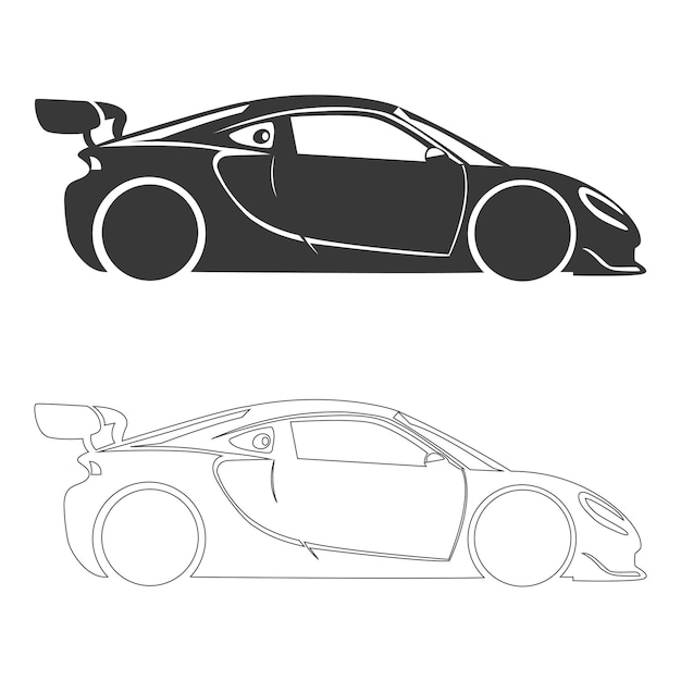 Minimal Smart Racing Car Vector Silhouette