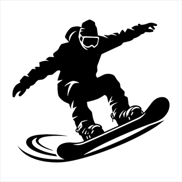 minimal Snowboarder silhouette vector