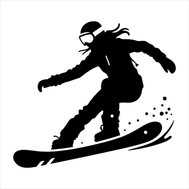 Vector minimal snowboarder silhouette vector