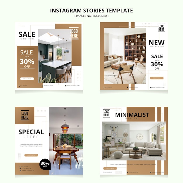 Minimal square social media promotion templates Editable banner furniture themes