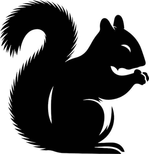 minimal squirrel vector silhouette black color silhouette white background 10