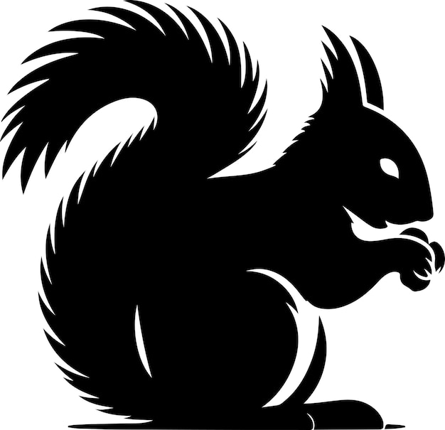 minimal squirrel vector silhouette black color silhouette white background 11