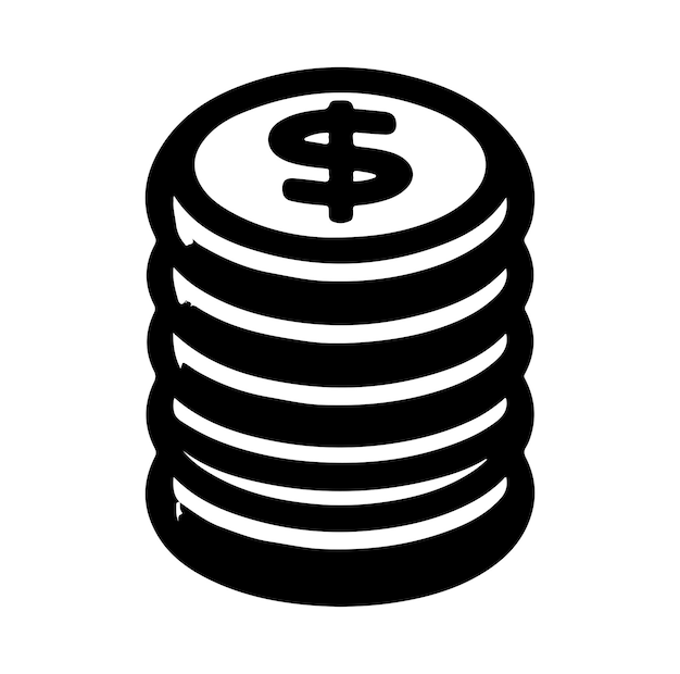 Vector minimal stack of coin money icon symbol silhouette vector