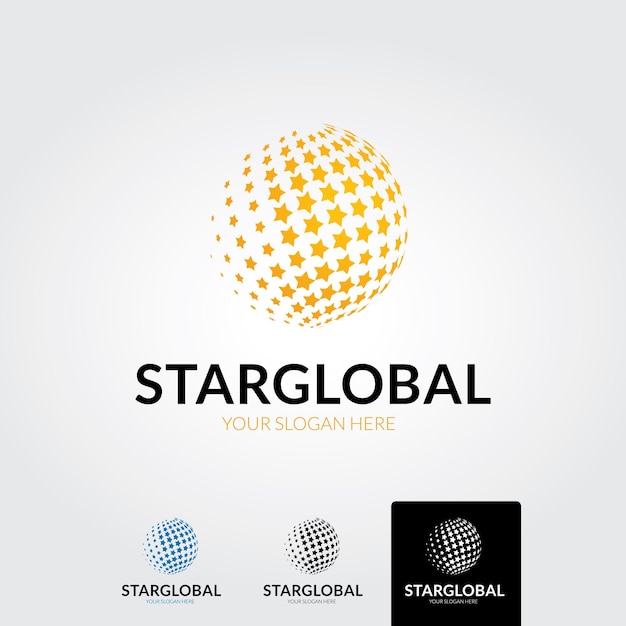 Minimal star world logo template  vector