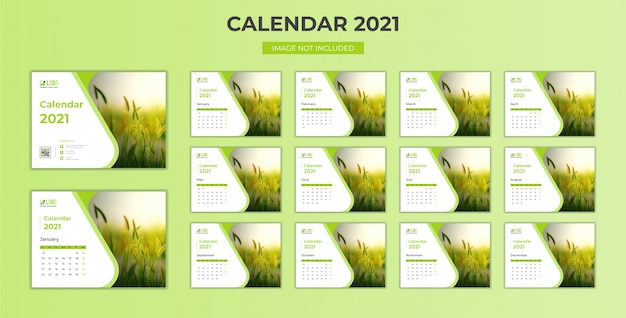 Minimal, stationary desk calendar 2021 template