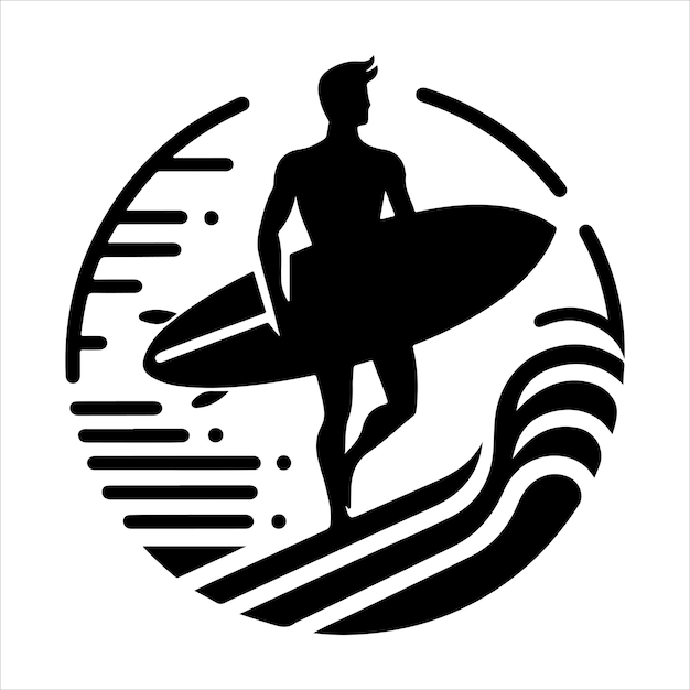 minimal Surfer man silhouette vector