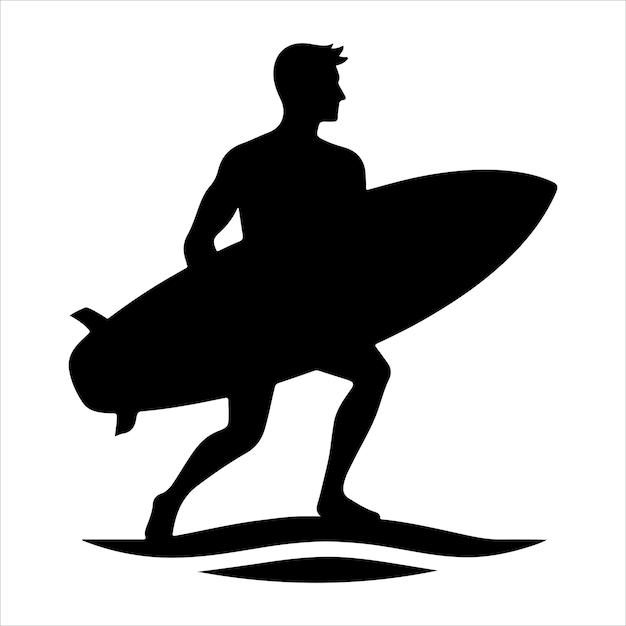 Vector minimal surfer man silhouette vector