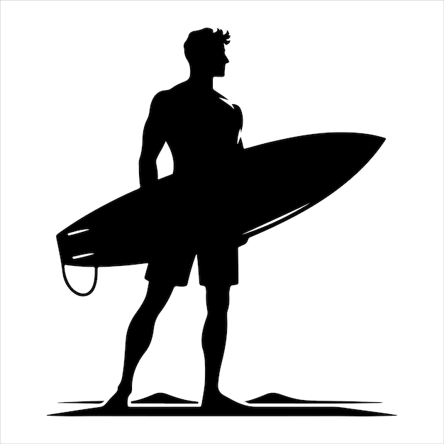 Vector minimal surfer man silhouette vector