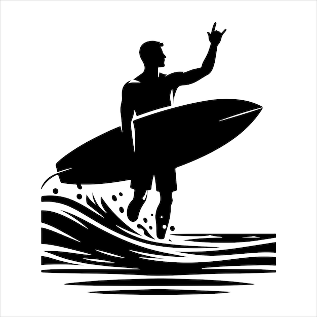 minimal Surfer man silhouette vector