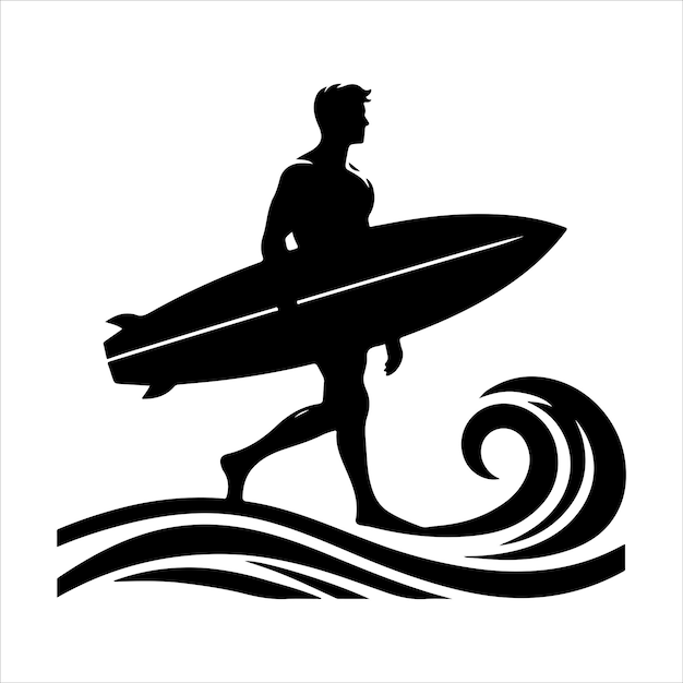 minimal Surfer man silhouette vector