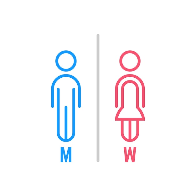 Minimal thin line blue and pink wc icon