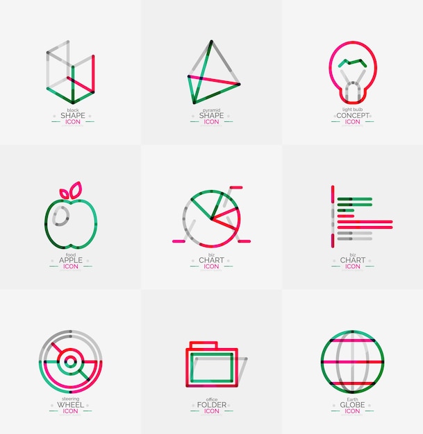 Minimal thin line design web icon set