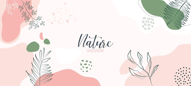 Minimal trendy style nature leaf organic shapes pattern with copy space for text design