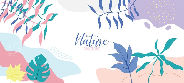 Minimal trendy style nature leaf organic shapes pattern with copy space for text design